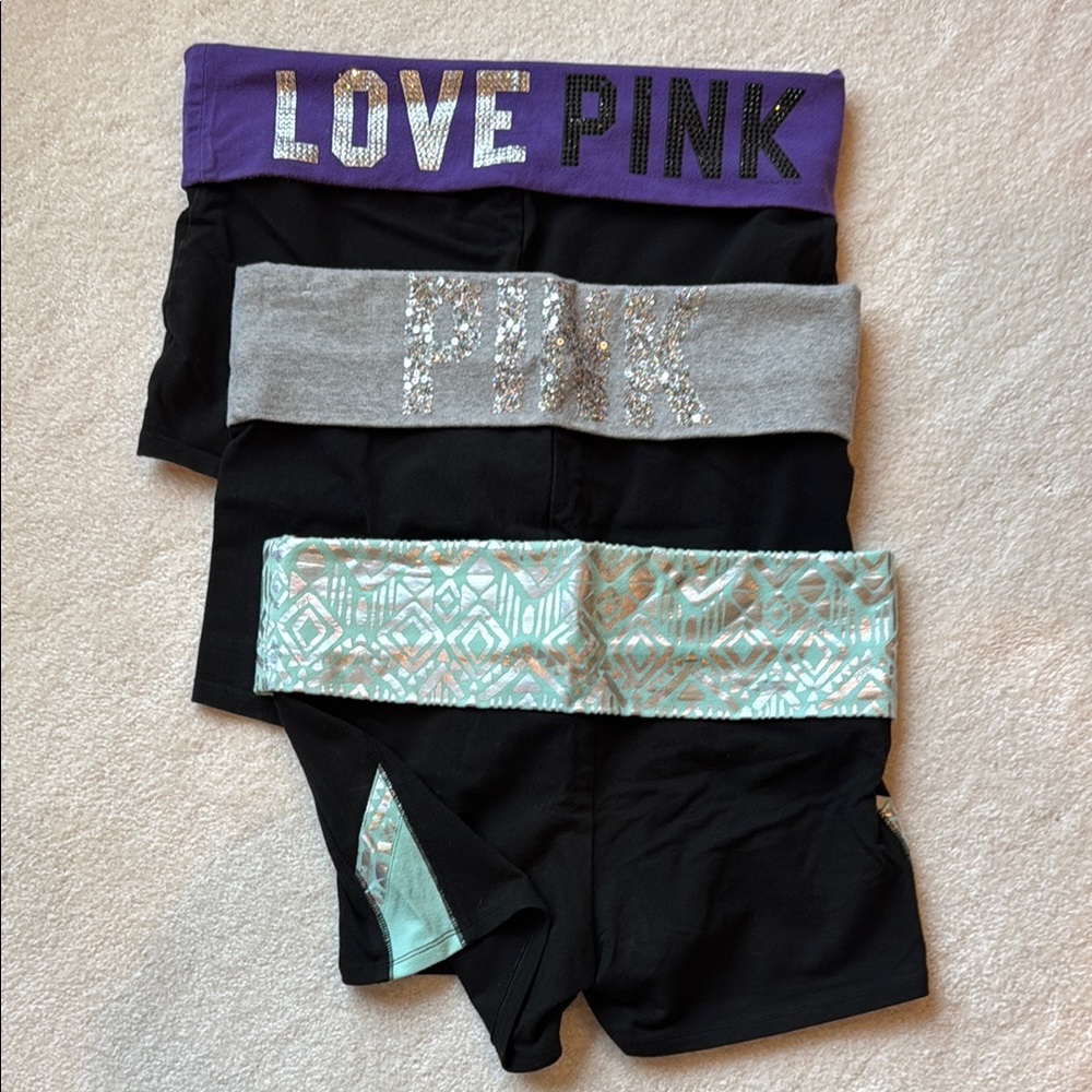 PINK Victoria's Secret Black and Gray Athletic Shorts